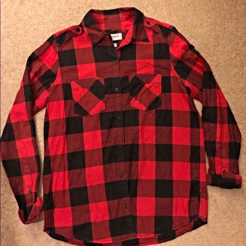 Express Buffalo plaid button down shirt